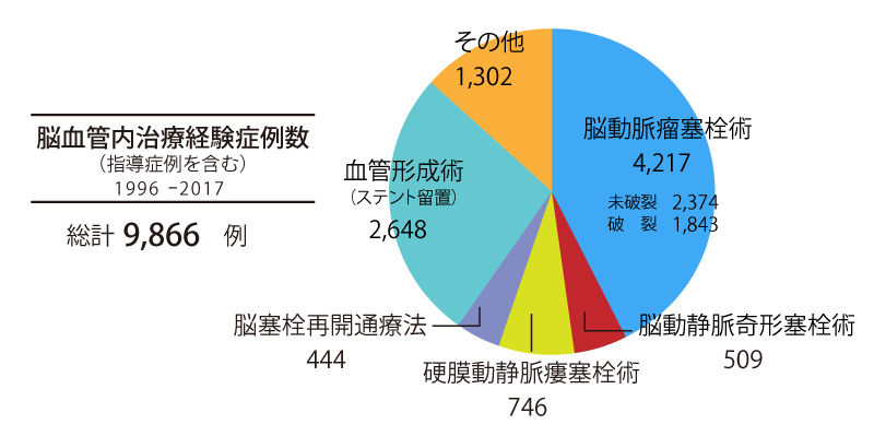 脳血管内治療経験症例数（指導症例を含む）1996-2017